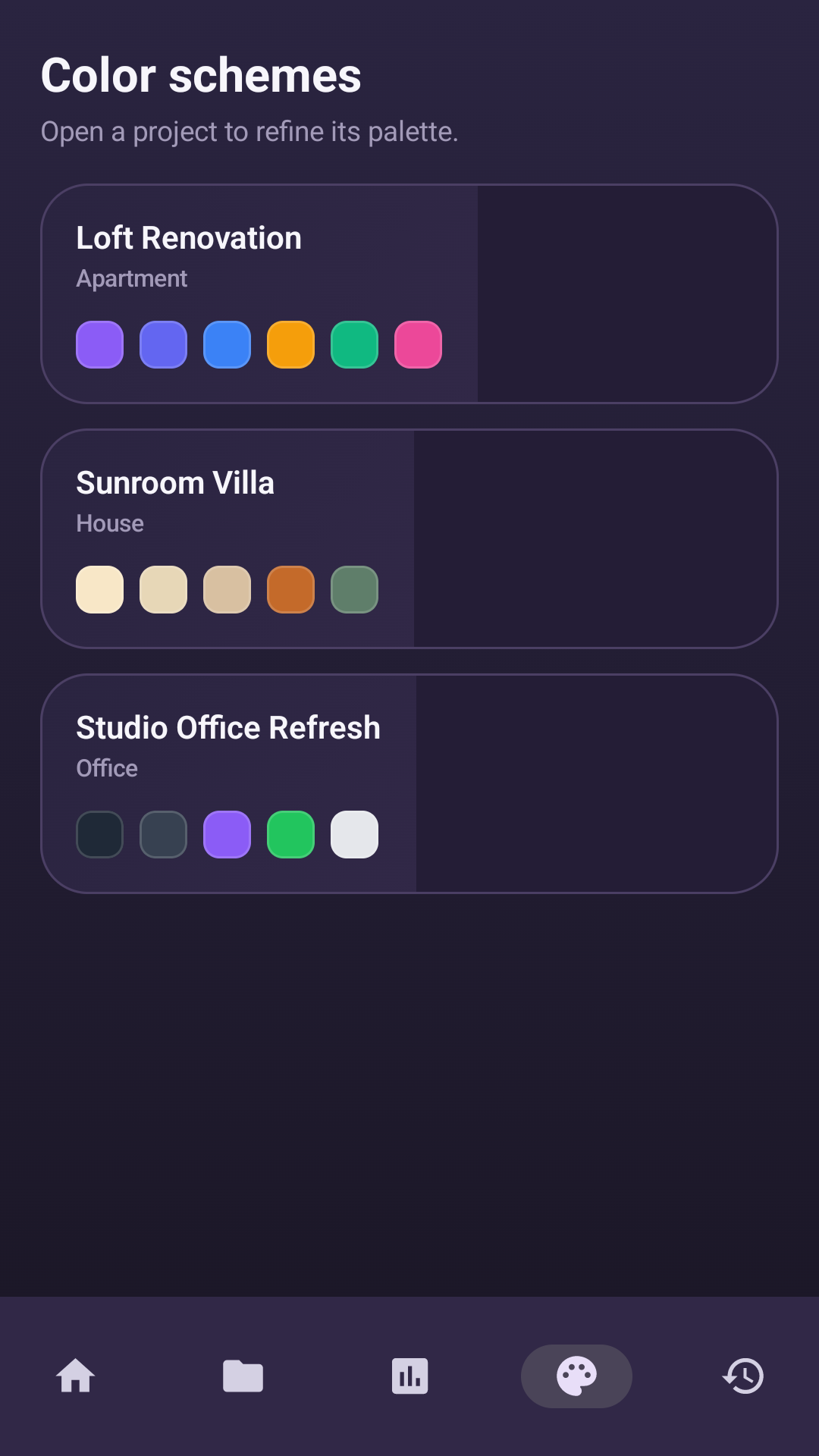 Palette Insights color schemes screen